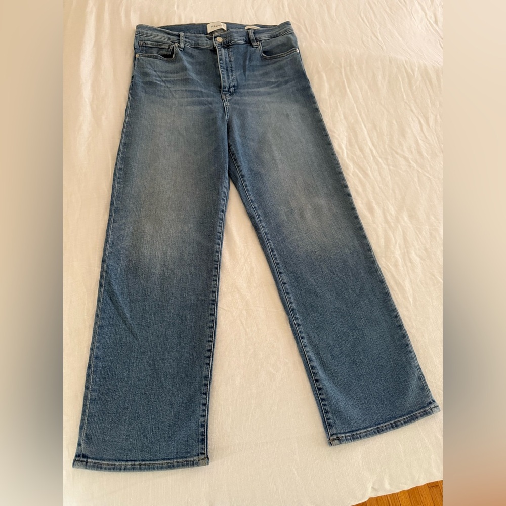 Frame Blue Straight Leg Jeans